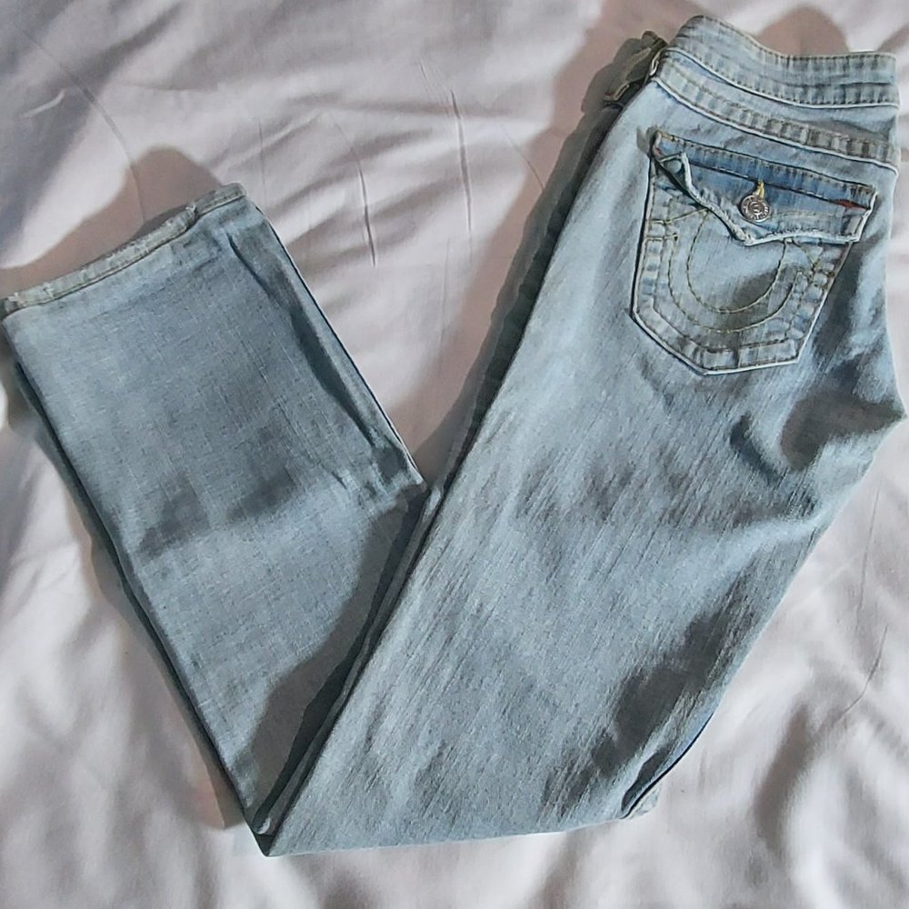 True Religion *Women's Size 27* Slim Straight Leg Jeans Flap Pockets vintage
